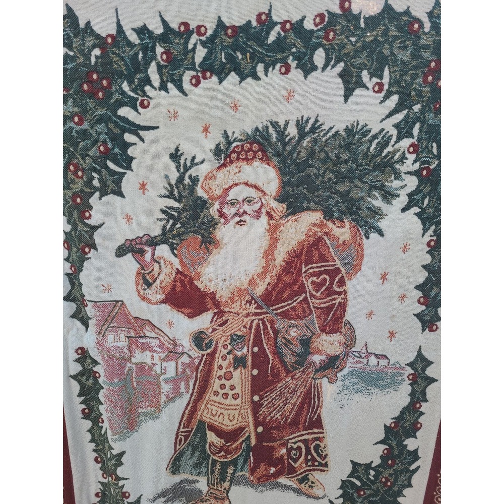 Goodwin Weavers Old World Santa Fringed Tapestry Throw Blanket 64X51